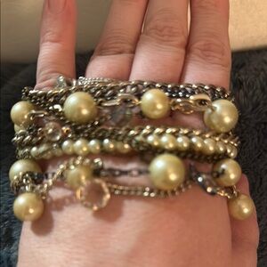 LOFT Gold Layered Bracelet with Vintage Charm